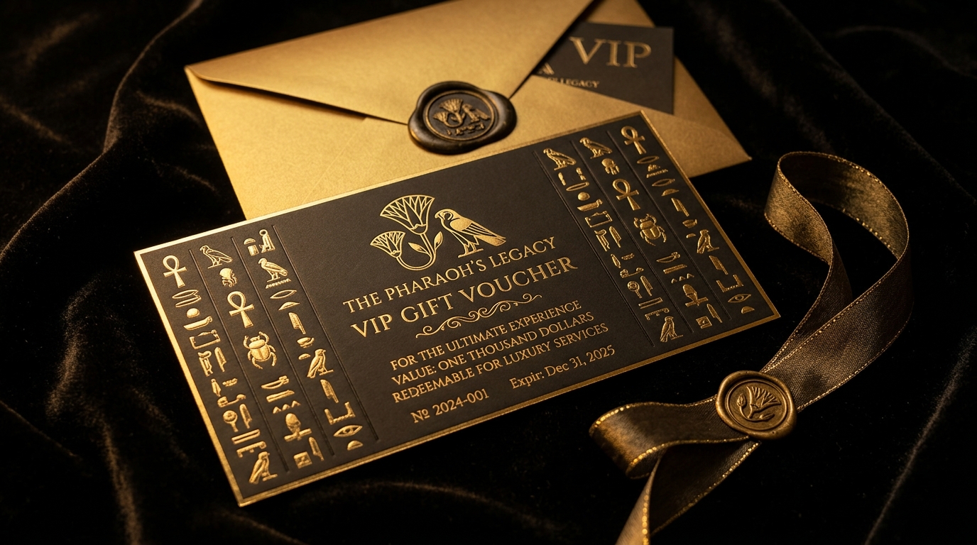 Exkluzív arany dombornyomott VIP ajándékutalvány